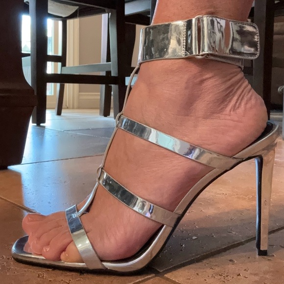 Calvin Klein Metallic Silver Strappy Heels - Picture 2 of 11